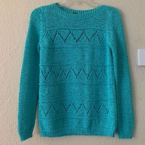 Elliott Lauren Long Sleeve Crochet Sweater Size S, Green